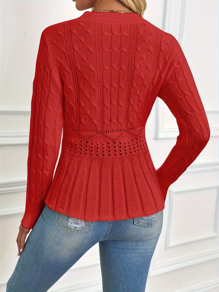 Drune | Robuster Kabelstrickpullover mit Rundhalsausschnitt