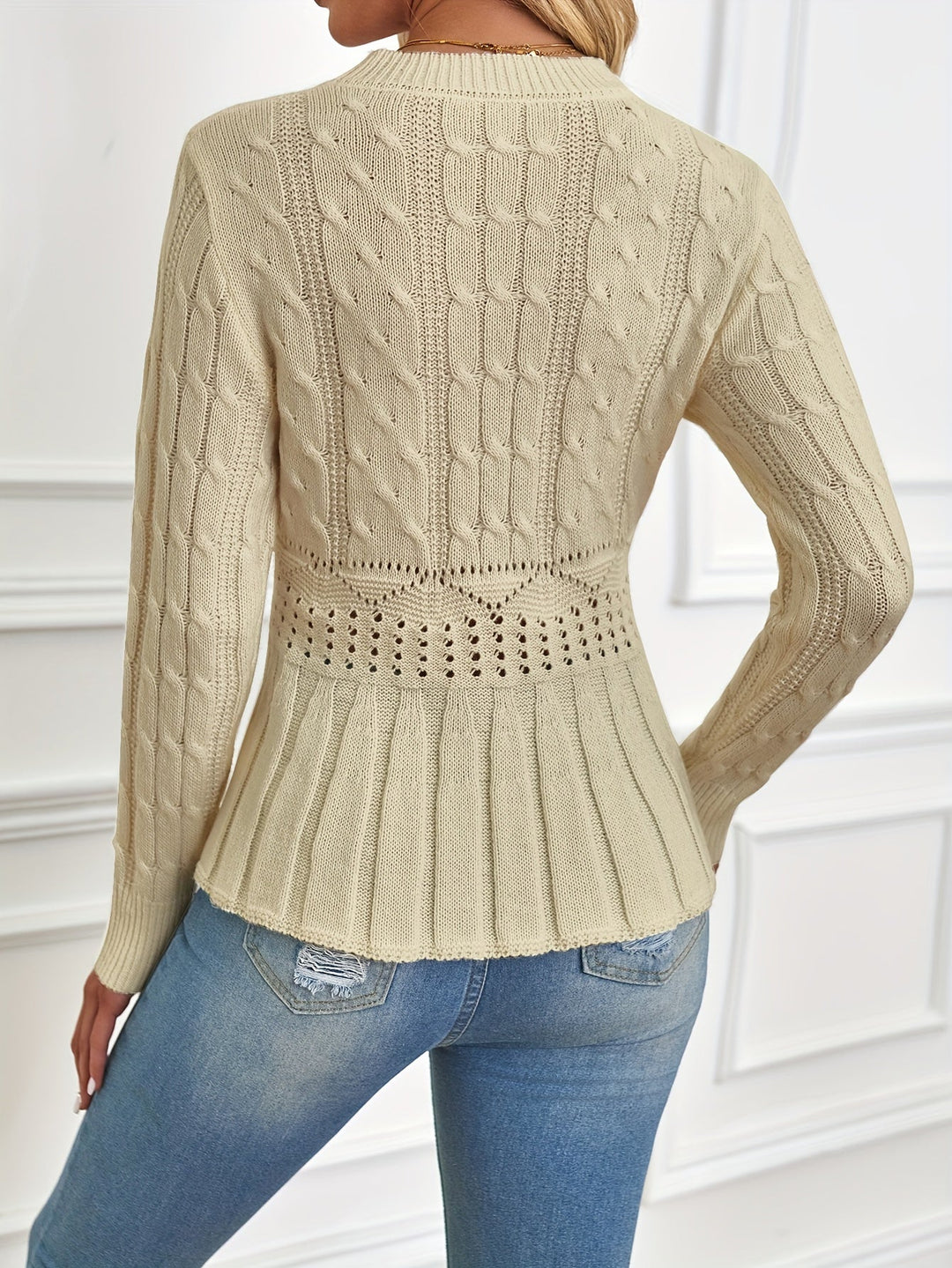 Drune | Robuster Kabelstrickpullover mit Rundhalsausschnitt