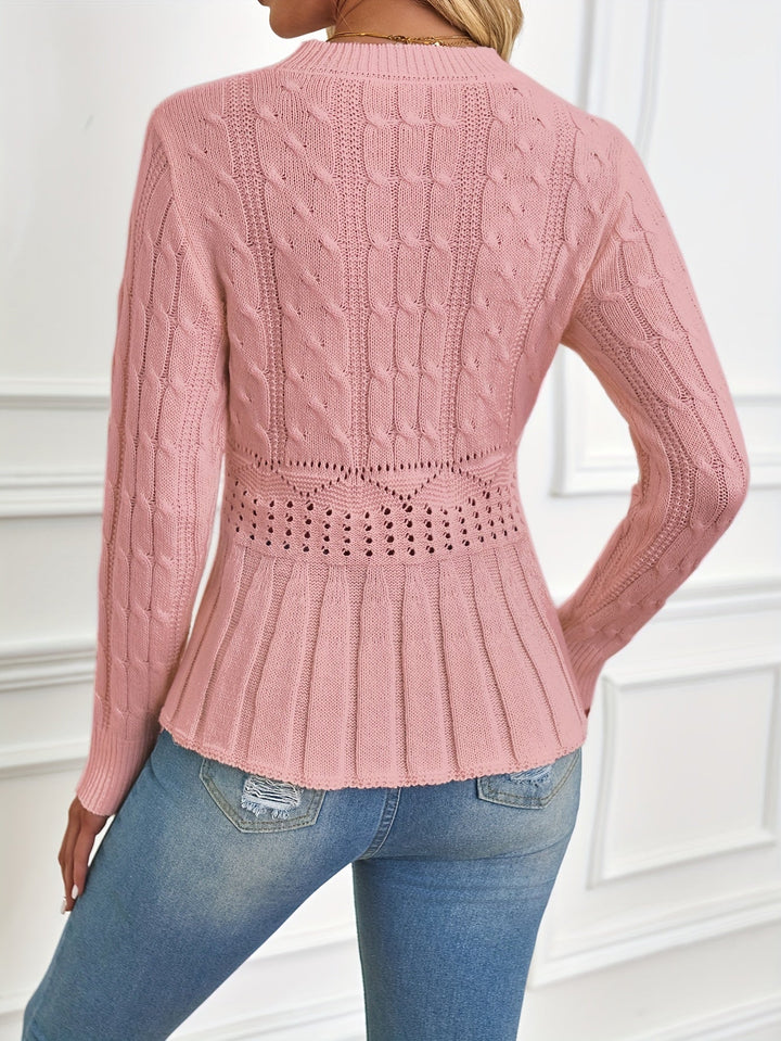 Drune | Robuster Kabelstrickpullover mit Rundhalsausschnitt