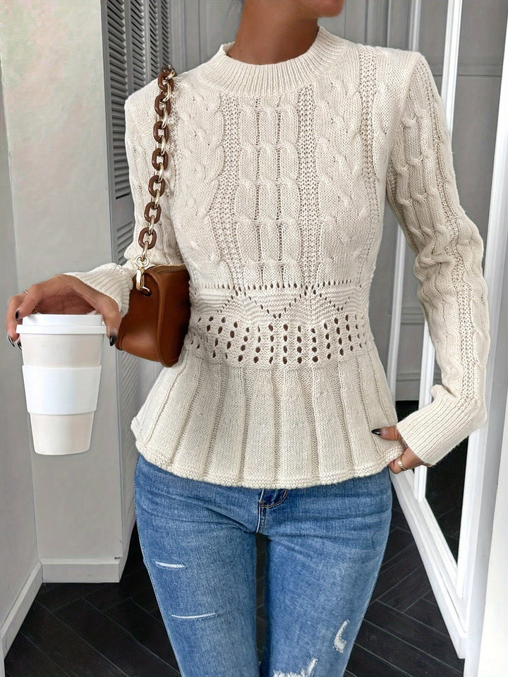 Drune | Robuster Kabelstrickpullover mit Rundhalsausschnitt