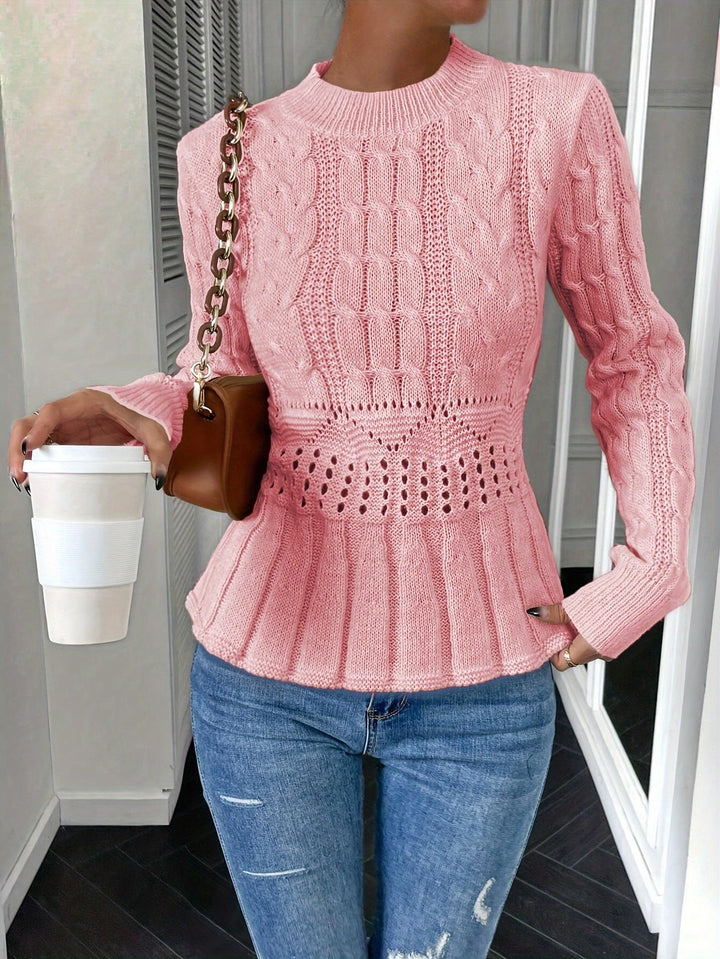 Drune | Robuster Kabelstrickpullover mit Rundhalsausschnitt