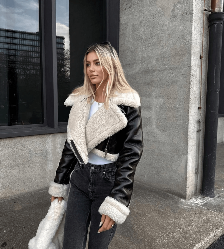 Drune | Stylische Lederjacke mit Kunstfellkragen für kalte Tage