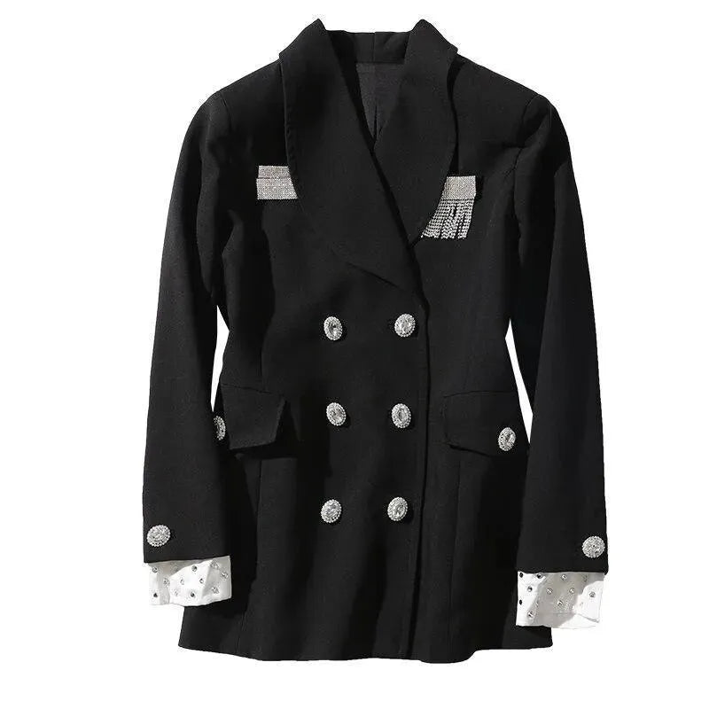 Drune | Stylischer langer doppelt knöpfiger Blazer für Damen - Leger - Unifarben