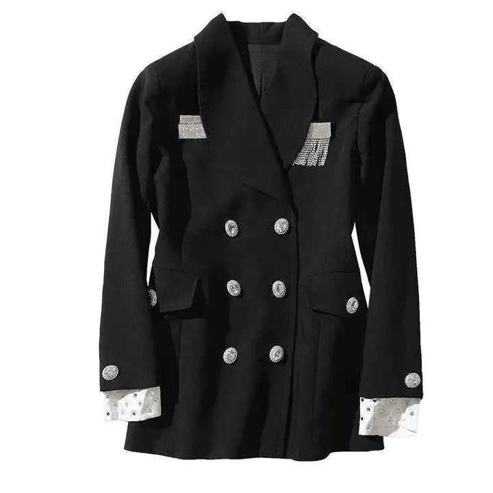 Drune | Stylischer langer doppelt knöpfiger Blazer für Damen - Leger - Unifarben