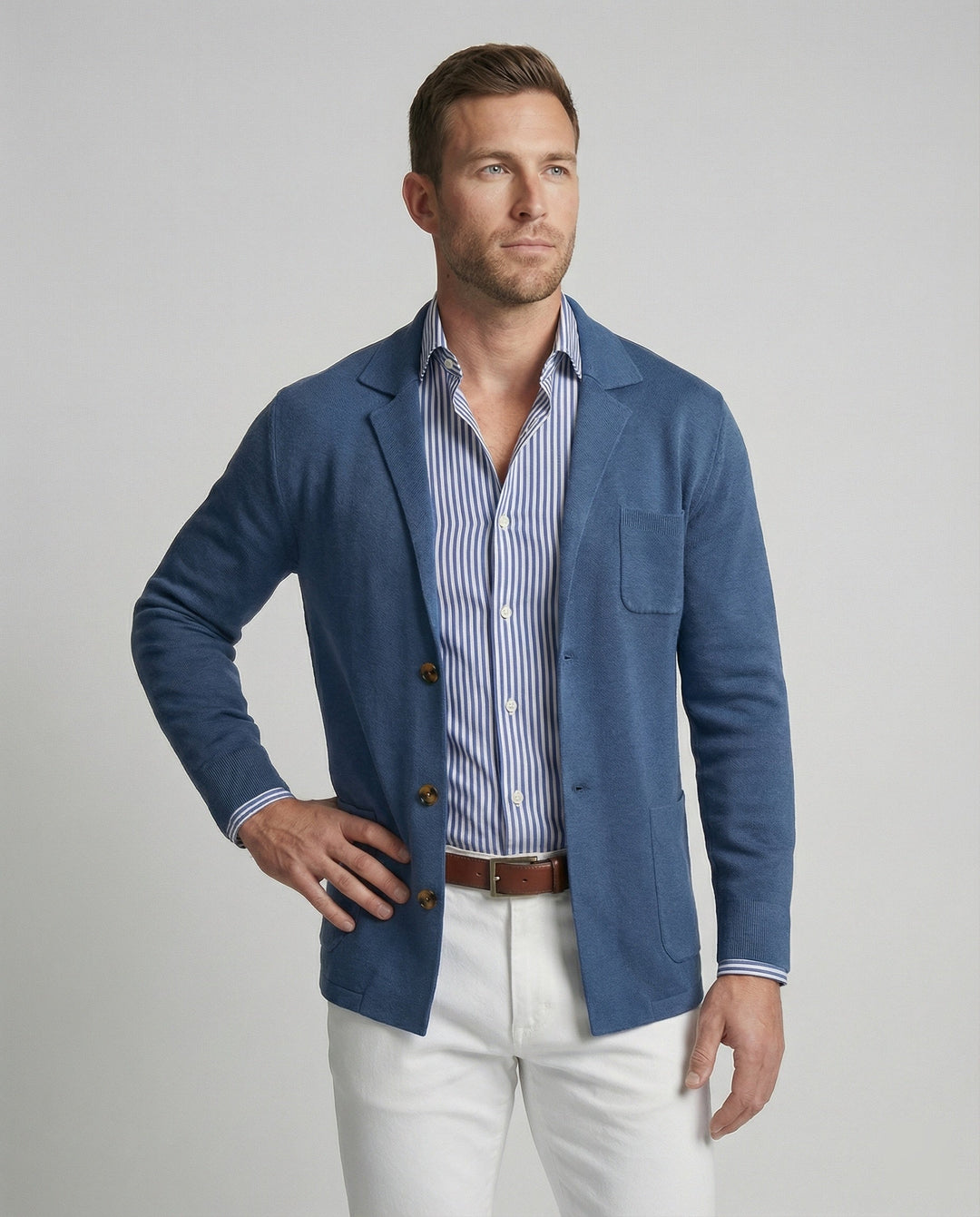 Drune | Stilvolles Herrenblazer mit lässigen Knopfpatch-Taschen und Kragen