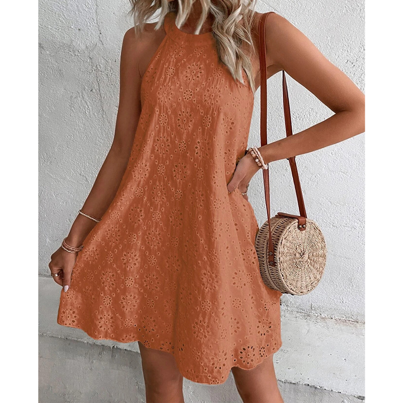 Drune | Sommer Frauen O-Ausschnitt Sexy Schmal Weiß Mini Kleid