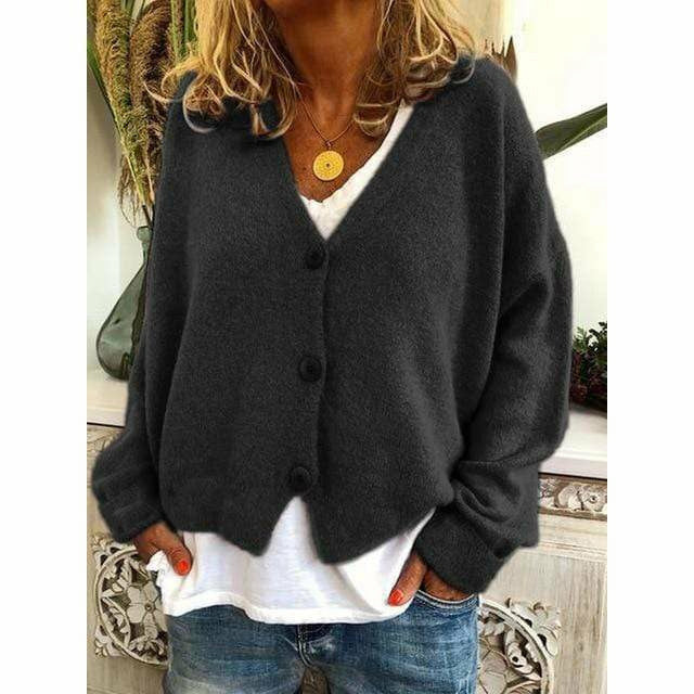 Drune | Lässiger V-ausschnitt Cardigan Wollmischung