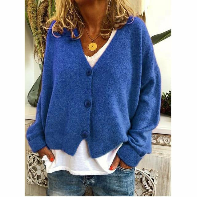 Drune | Lässiger V-ausschnitt Cardigan Wollmischung