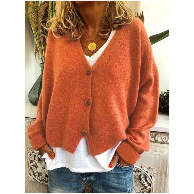 Drune | Lässiger V-ausschnitt Cardigan Wollmischung