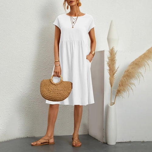 Kleid mit Rundhalsausschnitt aus Baumwolle