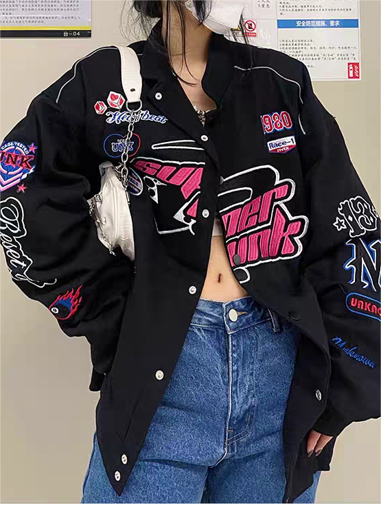 Drune | Vintage Motorrad Bomberjacke mit Stickerei