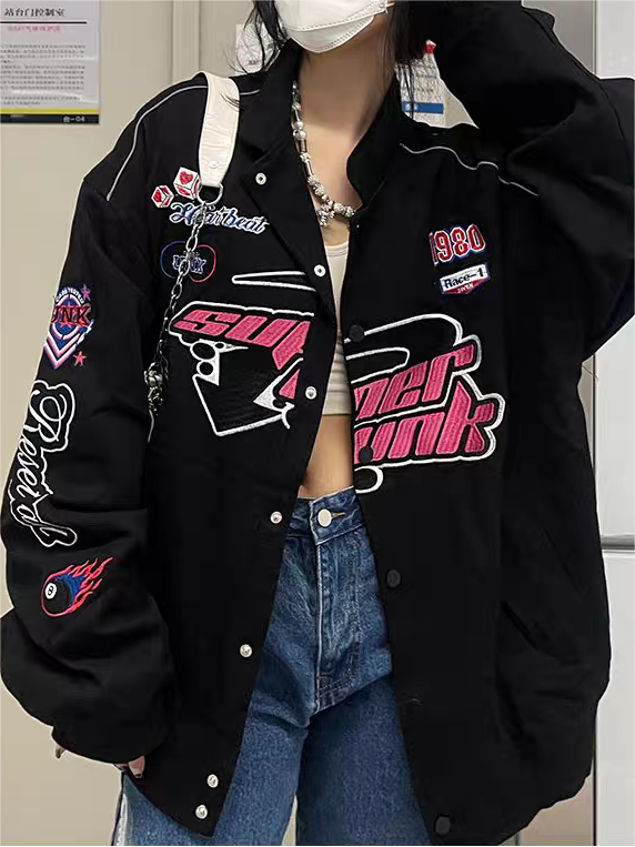 Drune | Vintage Motorrad Bomberjacke mit Stickerei