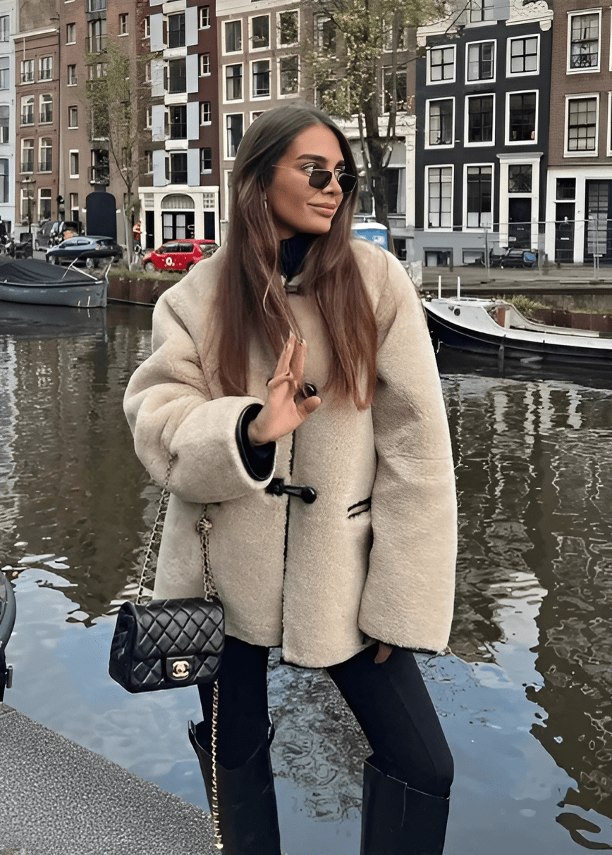 Drune | Übergroße Faux Schaffelljacke - Gemütlich & Schick - Winter Freizeitkleidung