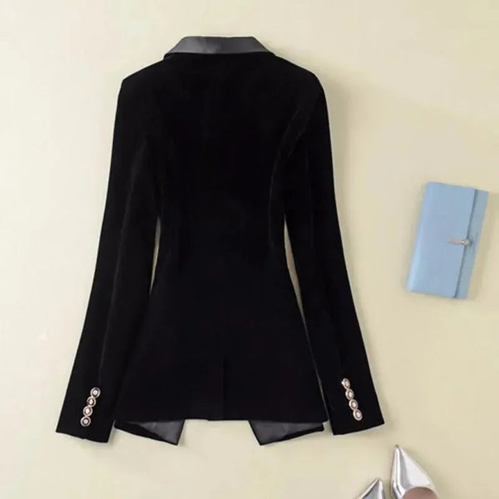 Drune | Der Prowess Samt V-Ausschnitt Blazer Damen - Lässig - Uni-Einfarbig