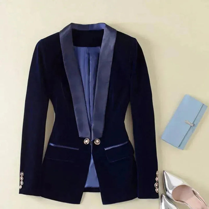 Drune | Der Prowess Samt V-Ausschnitt Blazer Damen - Lässig - Uni-Einfarbig