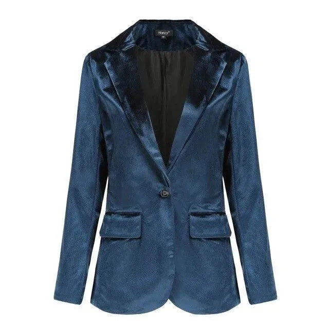 Drune | Der Glatte Session Samt Blazer Damen - Lässig - Einfarbig