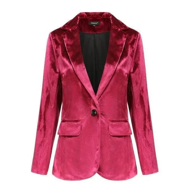 Drune | Der Glatte Session Samt Blazer Damen - Lässig - Einfarbig