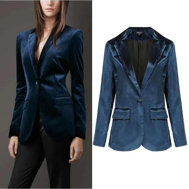Drune | Der Glatte Session Samt Blazer Damen - Lässig - Einfarbig