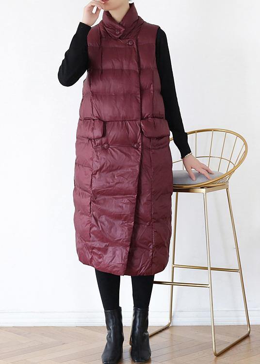Drune | Plus Size warmer Wintermantel Stehkragen Wintermäntel burgunder ärmellose Parkas für Frauen
