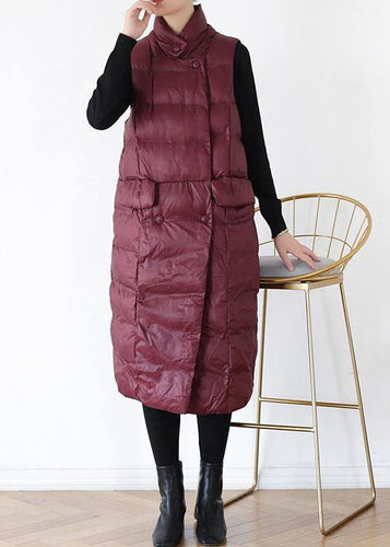 Drune | Plus Size warmer Wintermantel Stehkragen Wintermäntel burgunder ärmellose Parkas für Frauen