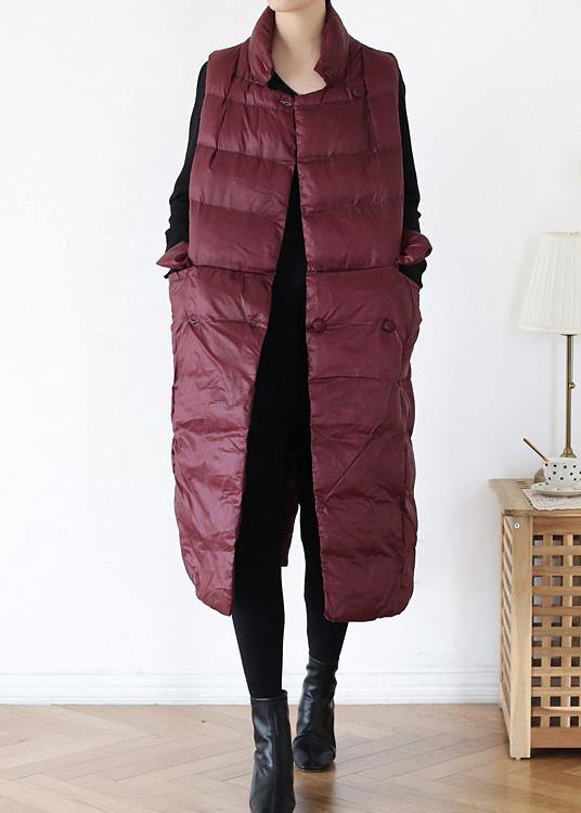 Drune | Plus Size warmer Wintermantel Stehkragen Wintermäntel burgunder ärmellose Parkas für Frauen