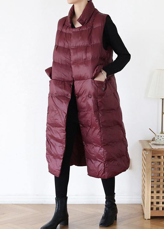 Drune | Plus Size warmer Wintermantel Stehkragen Wintermäntel burgunder ärmellose Parkas für Frauen