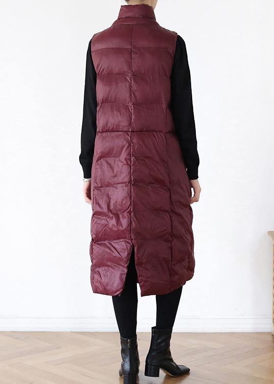 Drune | Plus Size warmer Wintermantel Stehkragen Wintermäntel burgunder ärmellose Parkas für Frauen