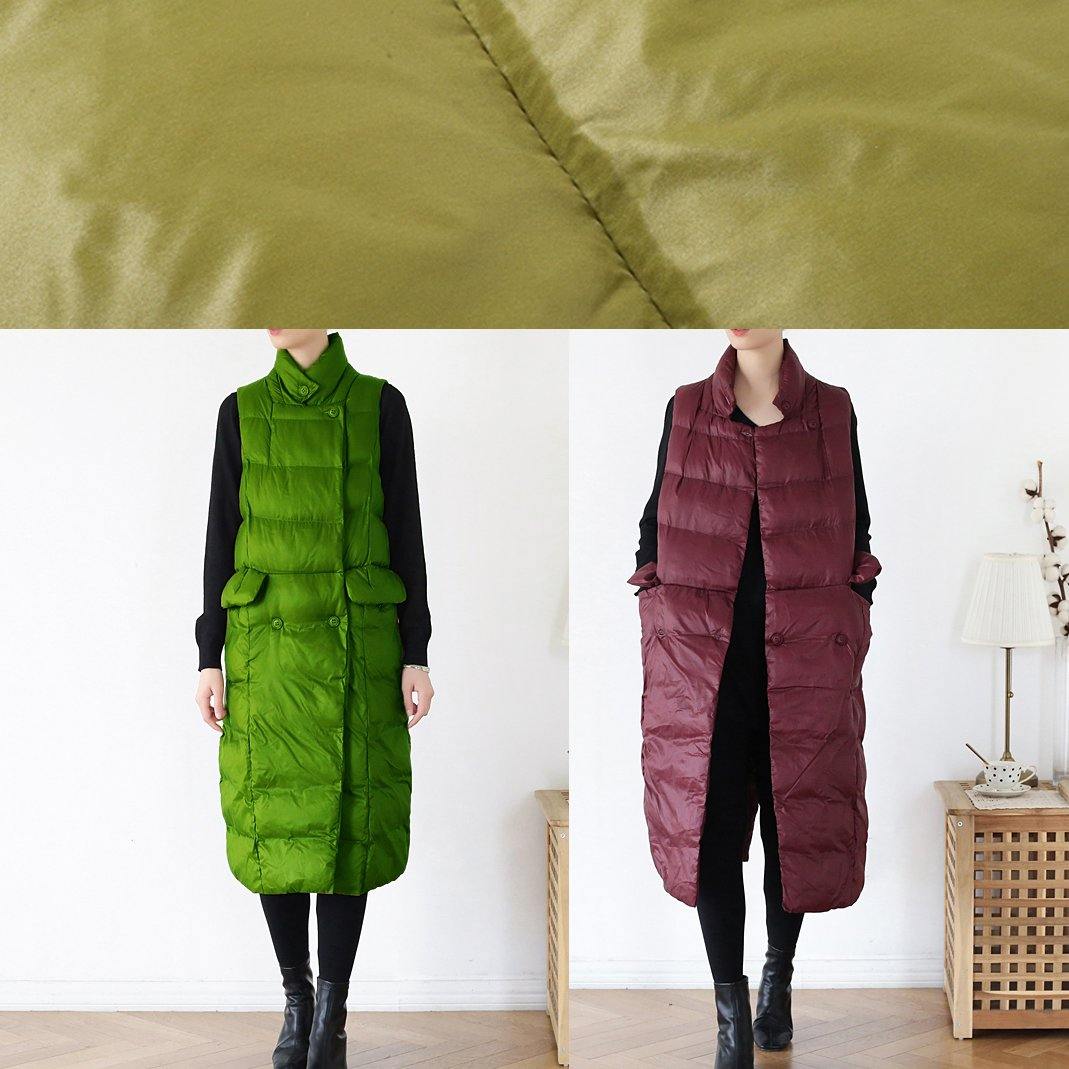 Drune | Plus Size warmer Wintermantel Stehkragen Wintermäntel burgunder ärmellose Parkas für Frauen