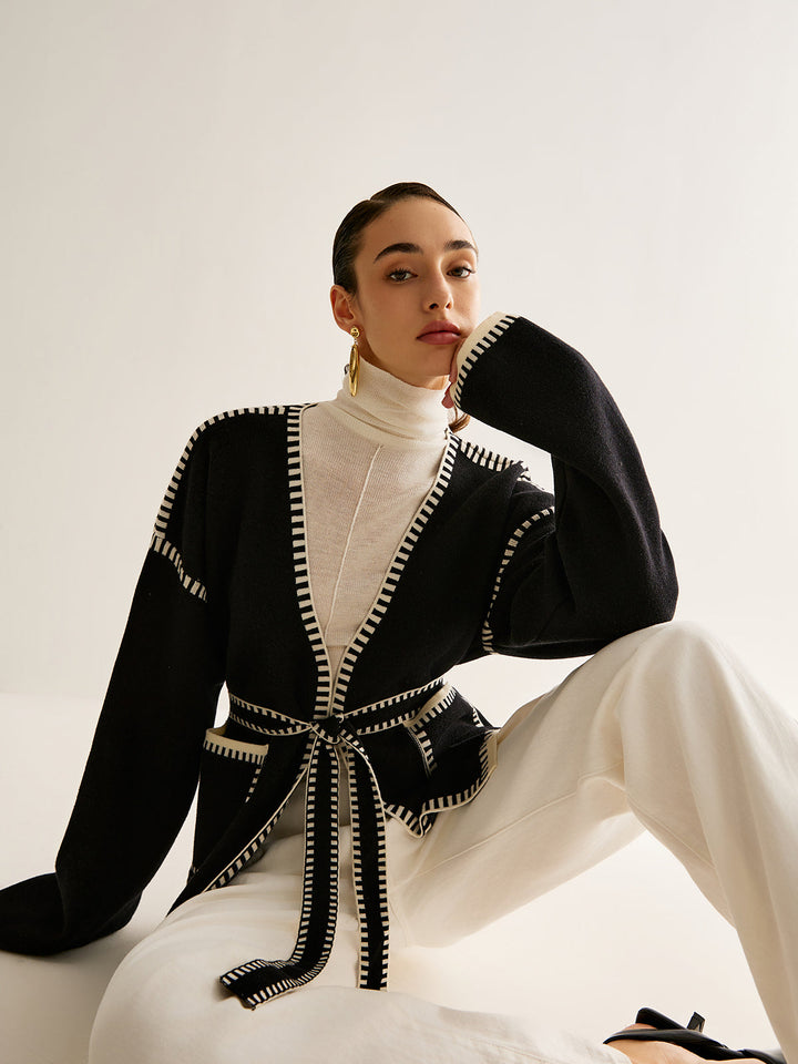 Drune | Gebundene Strickjacke mit Gürtel für Frauen