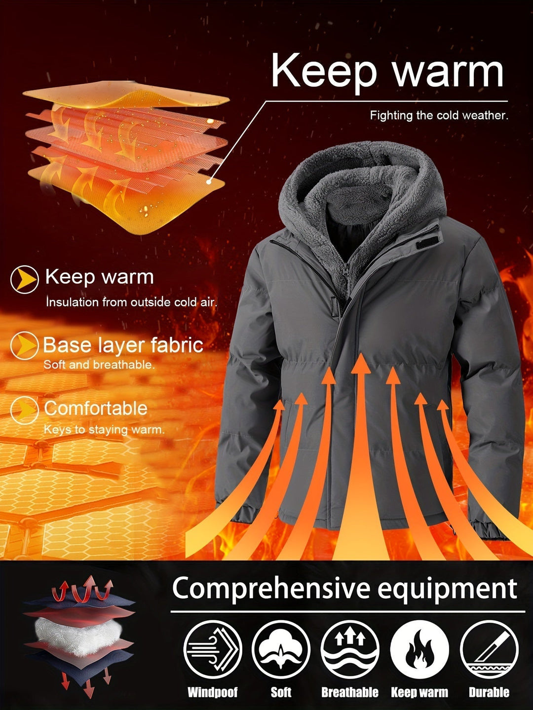 Drune | Herren Winter Steppjacke mit Reißverschluss und bequemer Passform