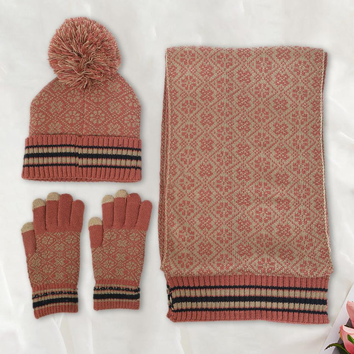 Drune | Lässiges Herbst Winter 4-teiliges Warmes Strickset für Frauen