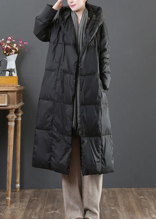 Drune | Locker sitzende Schneejacken Winteroberbekleidung schwarze Kapuze Taschen Gänsedaunenmantel
