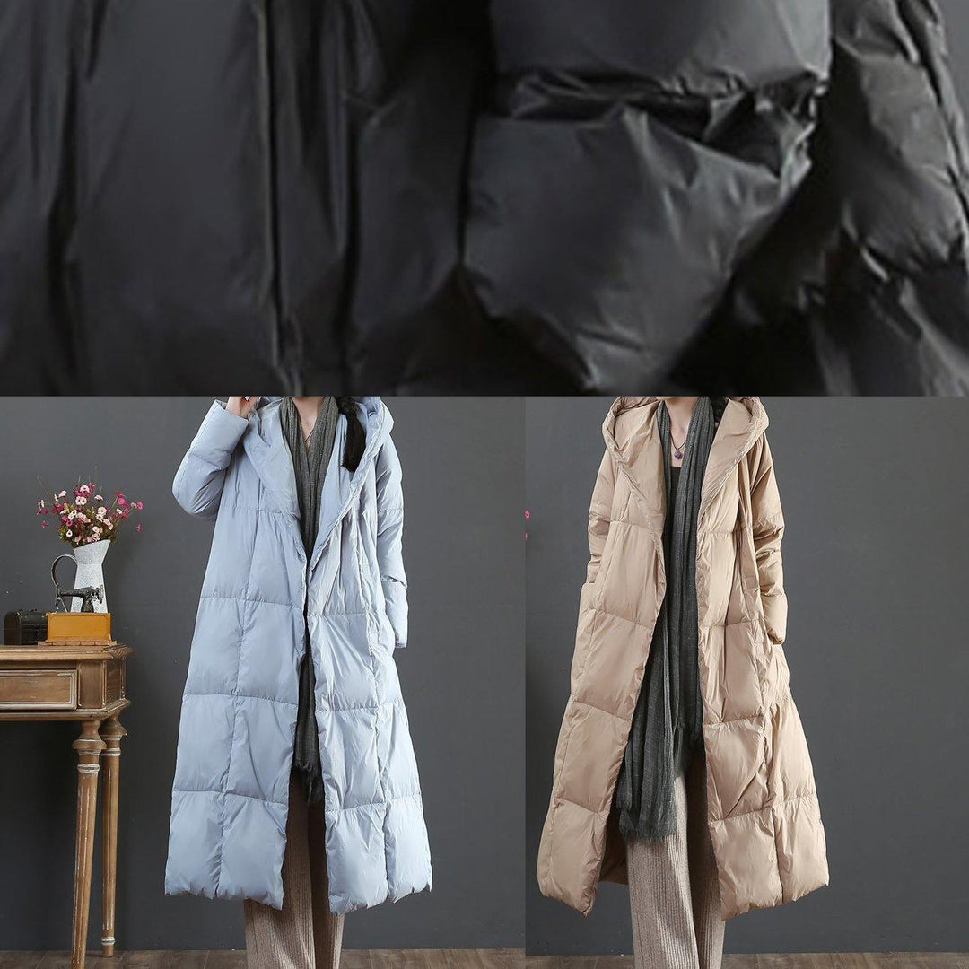 Drune | Locker sitzende Schneejacken Winteroberbekleidung schwarze Kapuze Taschen Gänsedaunenmantel
