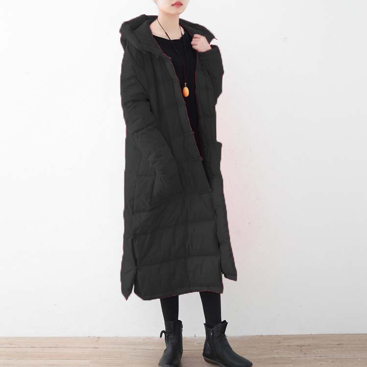 Drune | schwarzer Daunenmantel oversized Puffers Jacken Neue chinesische Knopfmäntel mit Kapuze