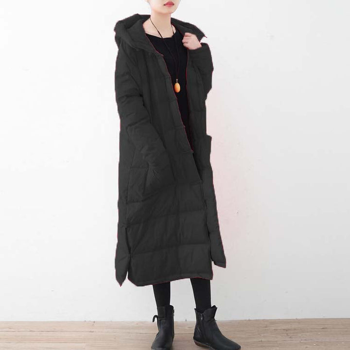 Drune | schwarzer Daunenmantel oversized Puffers Jacken Neue chinesische Knopfmäntel mit Kapuze