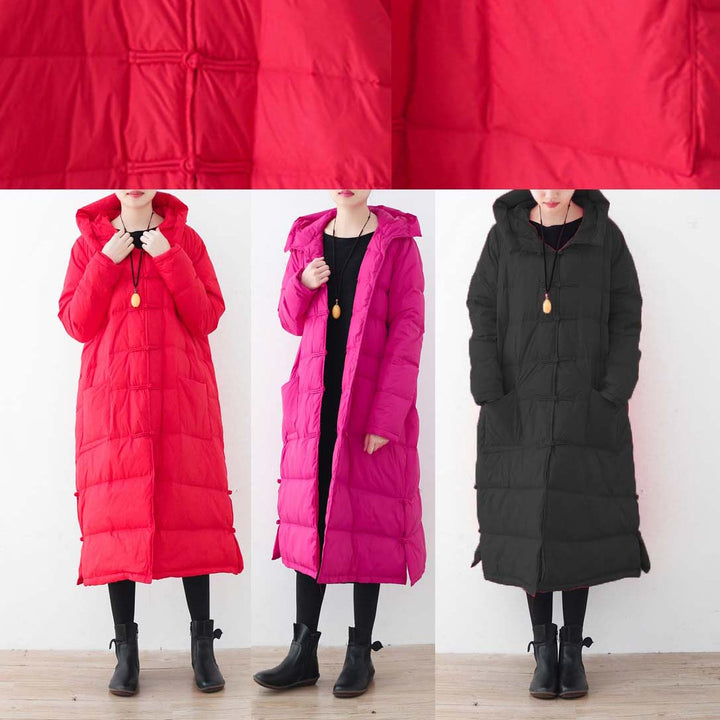 Drune | schwarzer Daunenmantel oversized Puffers Jacken Neue chinesische Knopfmäntel mit Kapuze