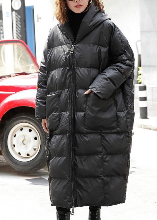 Drune | schwarze Winterparka Übergröße Kapuze Taschen Mäntel