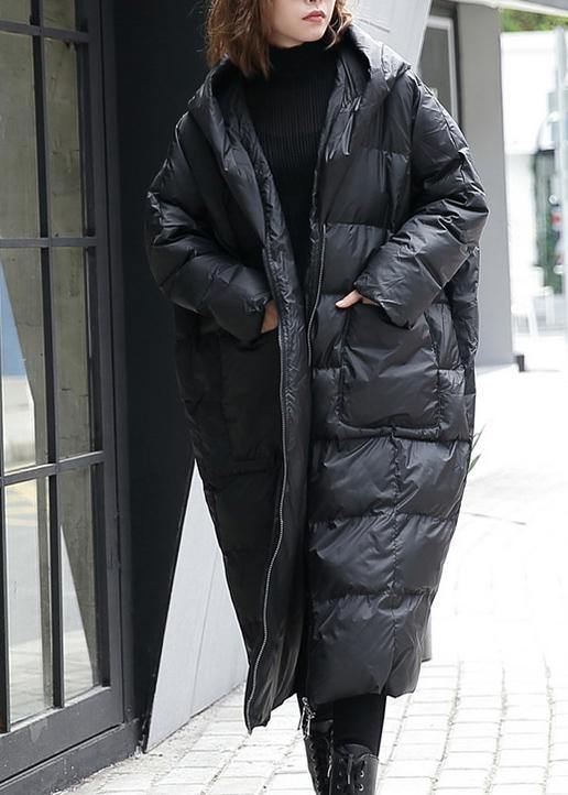 Drune | schwarze Winterparka Übergröße Kapuze Taschen Mäntel