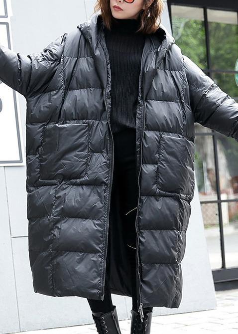 Drune | schwarze Winterparka Übergröße Kapuze Taschen Mäntel