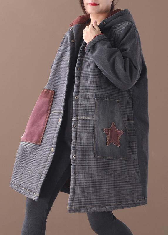 Drune | blaue Winteroberbekleidung oversized Schneejacken Patchwork Applikationen Taschen Oberbekleidung