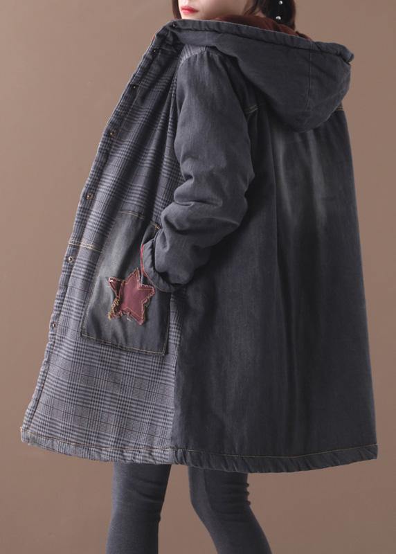 Drune | blaue Winteroberbekleidung oversized Schneejacken Patchwork Applikationen Taschen Oberbekleidung