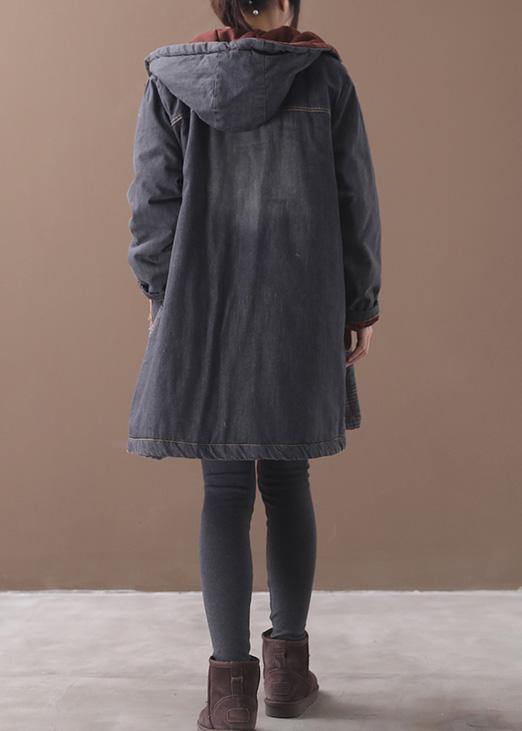 Drune | blaue Winteroberbekleidung oversized Schneejacken Patchwork Applikationen Taschen Oberbekleidung
