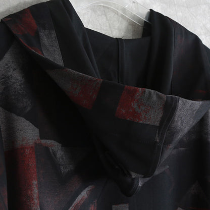 Drune | Blumenkleid übergroß zwei Teile Kapuzen Taschenmantel Damen lange Ärmel lange Mäntel elastischer Taillenbund Hose