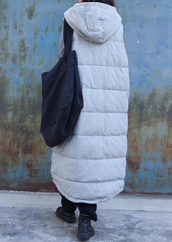Drune | hellgrau ärmellose Winterparkas oversized Jacken & Mäntel mit Kapuze große Taschen Mäntel