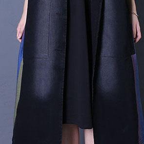 Drune | oversize Outwear Denim Schwarz Notched Ärmellose Mäntel