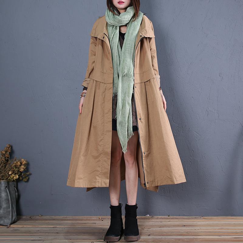 Drune | Plus-Size lange Mäntel Außenkleidung khaki seitlich offene Mäntel