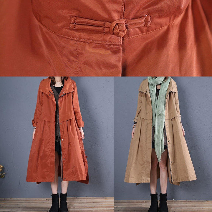 Drune | Plus-Size lange Mäntel Außenkleidung khaki seitlich offene Mäntel