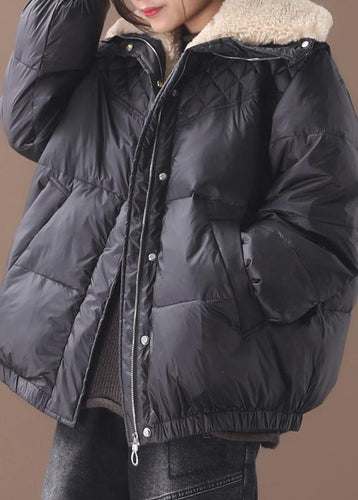 Drune | trendy Plus-Size Winterjacke Wintermäntel schwarz warm mit Reißverschluss Damen kurze Oberbekleidung