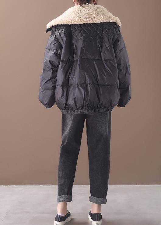 Drune | trendy Plus-Size Winterjacke Wintermäntel schwarz warm mit Reißverschluss Damen kurze Oberbekleidung