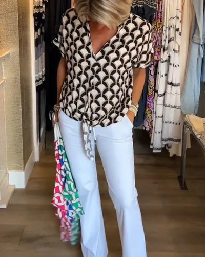 Stella | Lässiges Top mit Druck und V-Ausschnitt